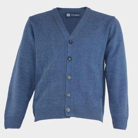 Chaqueta de hombre escote pico acrilica bolsillos