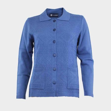 chaqueta mujer con cuello y bolsillos acrilica