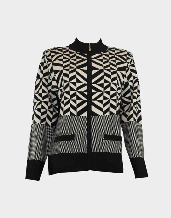 Chaqueta mujer de punto estampado geometrico