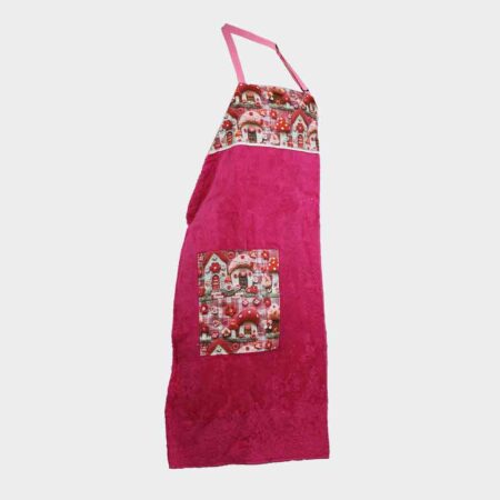 Delantal rizo con detalle tela de 'casas setas'