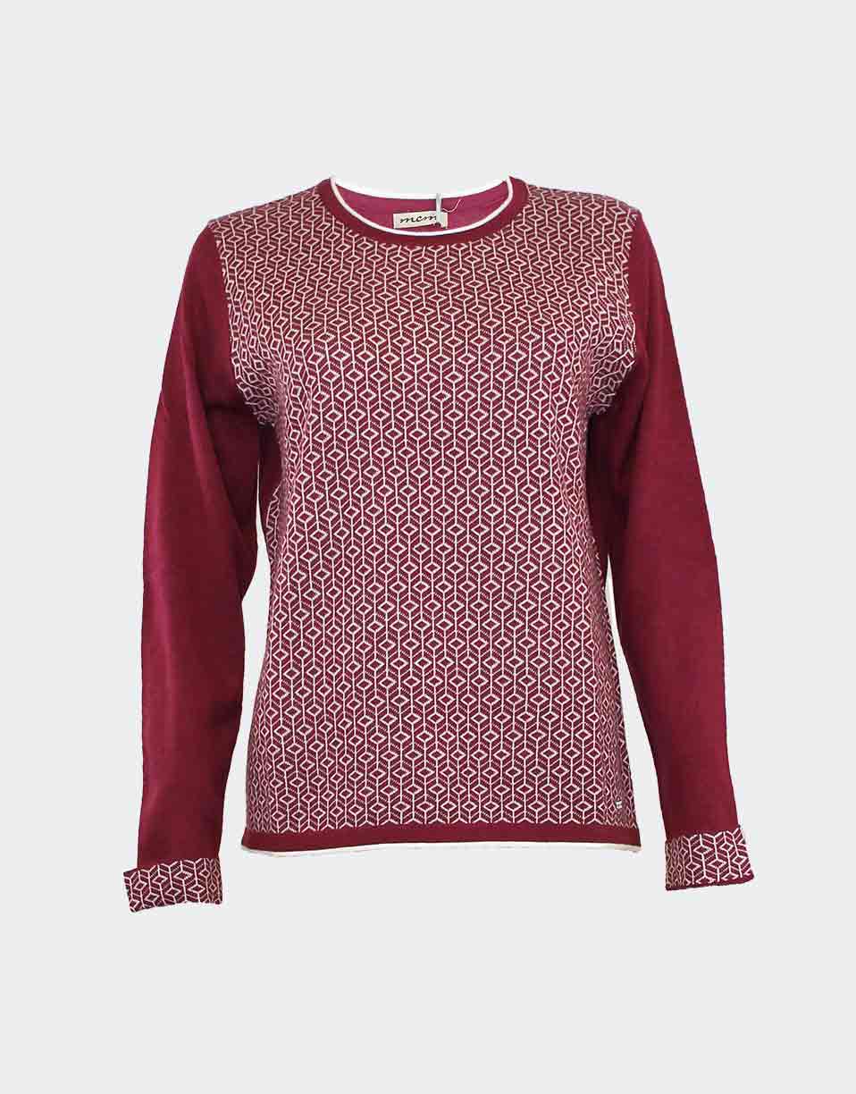 jersey mujer cuello redondo estampado geometrico