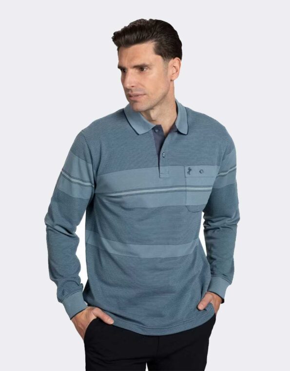 Polo de hombre manga larga con bolsillo