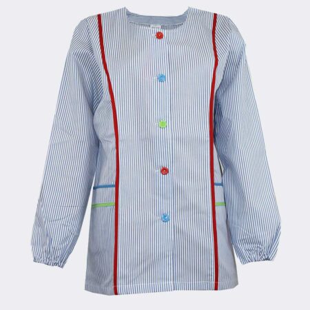 bata corta manga larga tela rayas para mujer