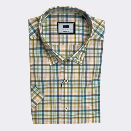 Camisa de manga corta de hombre algodón patrón clasico