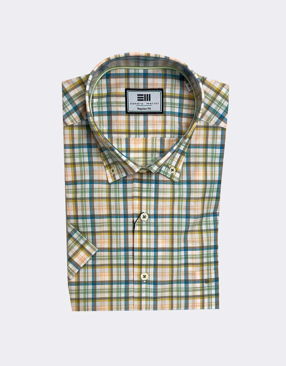 Camisa de manga corta de hombre algodón patrón clasico