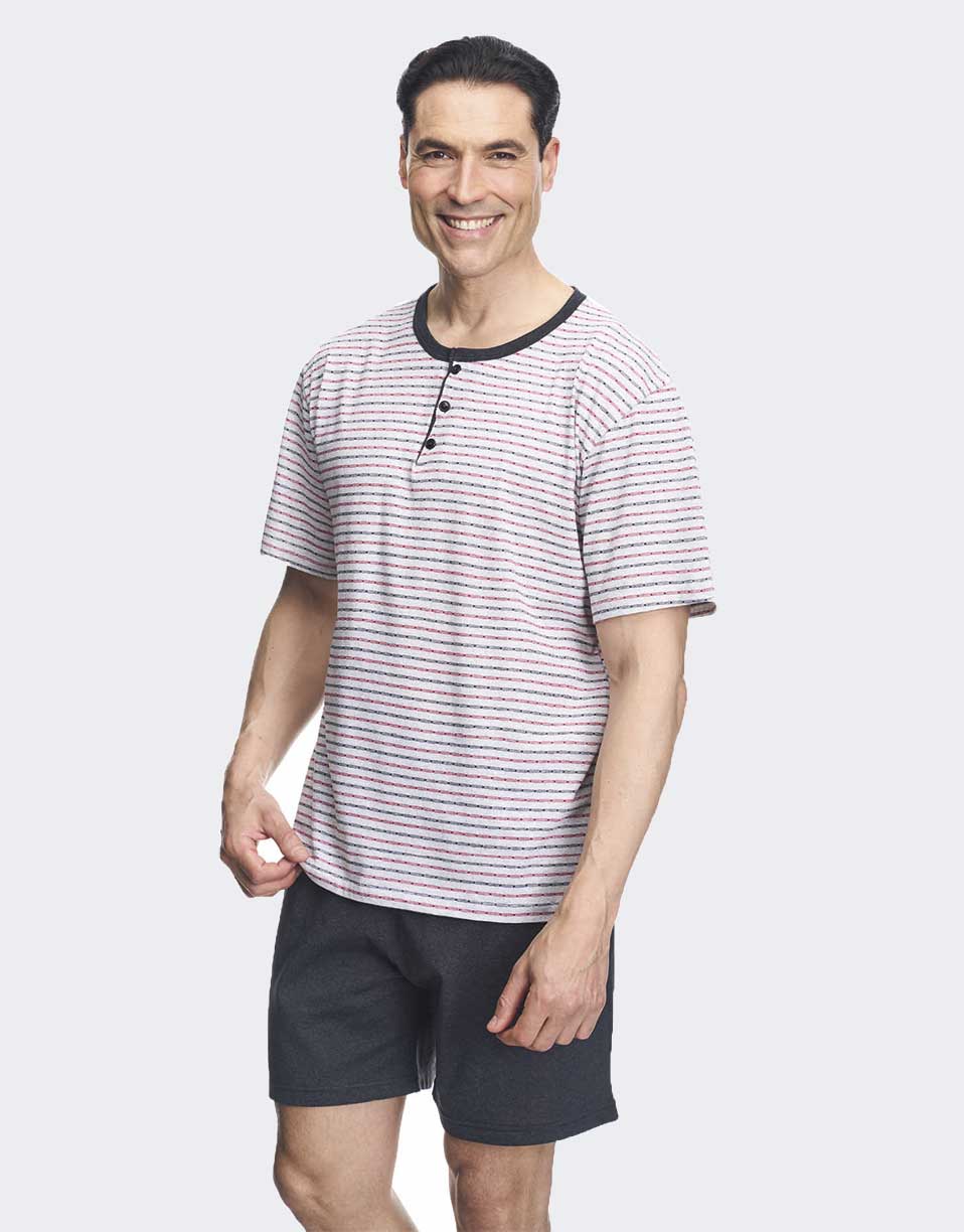 pijama hombre verano con abertura tres botones