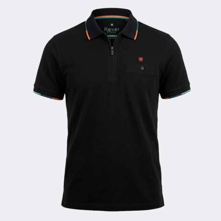 Polo manga corta con cremallera de hombre color negro