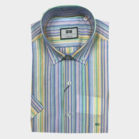 Camisa hombre con manga corta a rayas