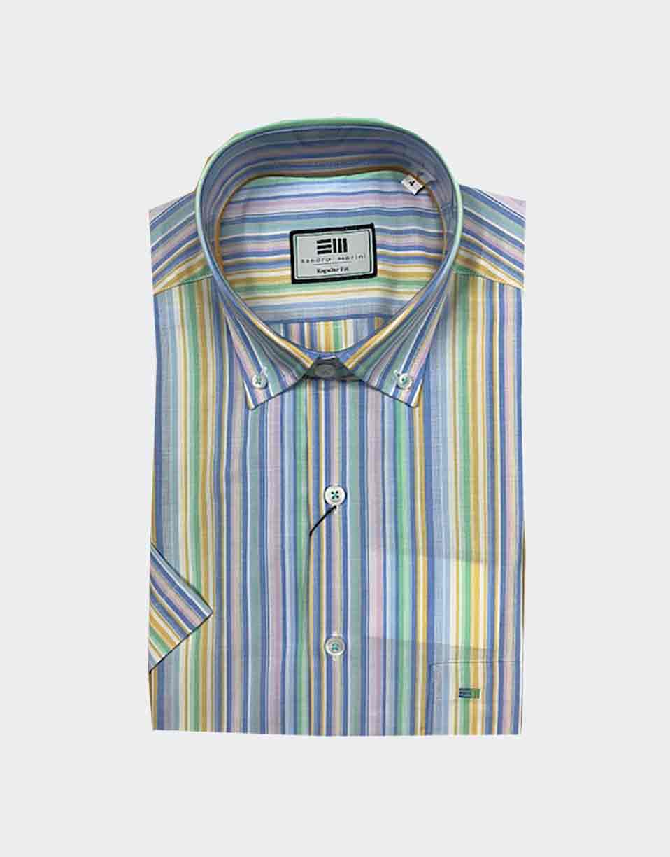 Camisa hombre con manga corta a rayas