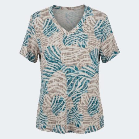 Camiseta mujer punto en manga corta y cuello en pico