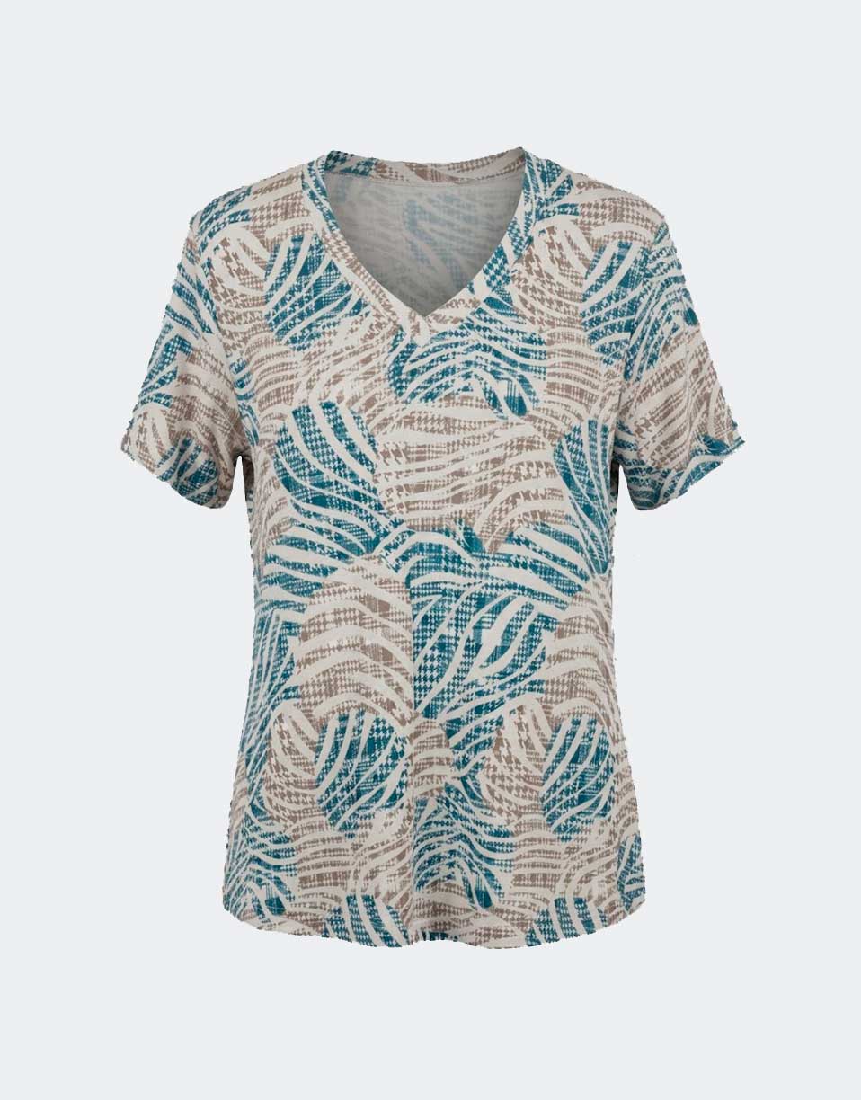 Camiseta mujer punto en manga corta y cuello en pico