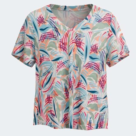 Camiseta manga corta mujer punto y cuello pico