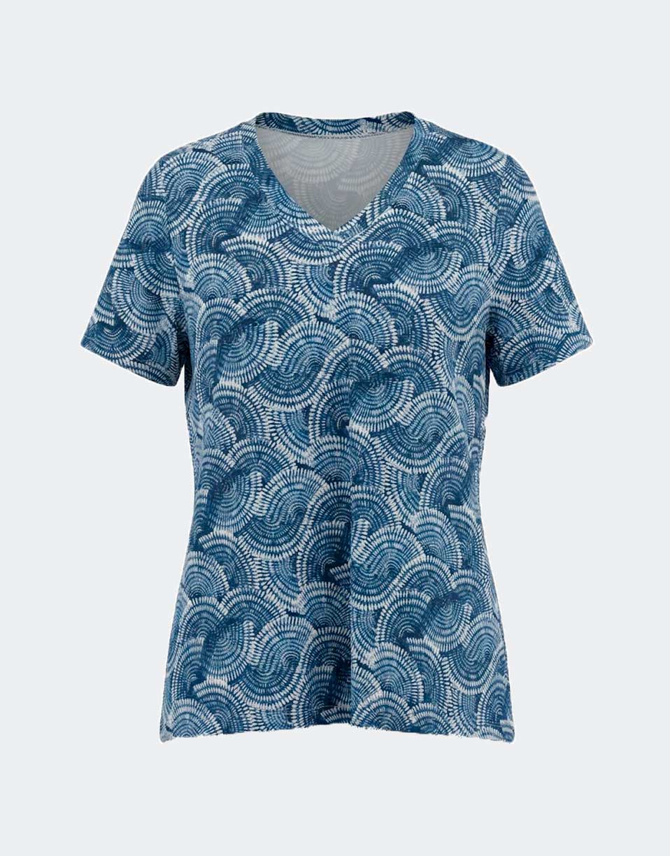 Camiseta manga corta mujer de punto con escote en pico