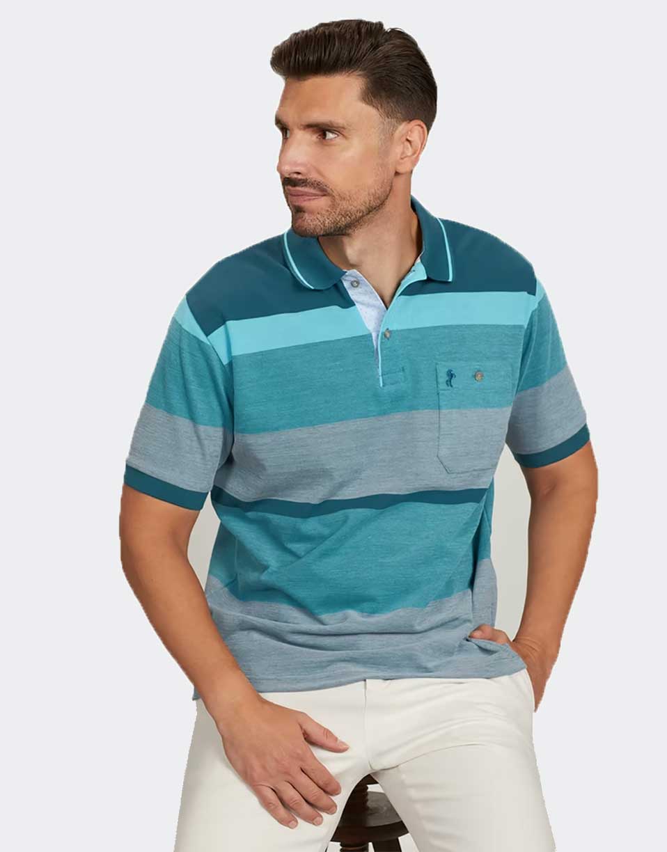 Polo manga corta con bolsillos de hombre