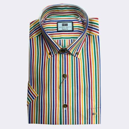 Camisa manga corta de hombre a rayas colores