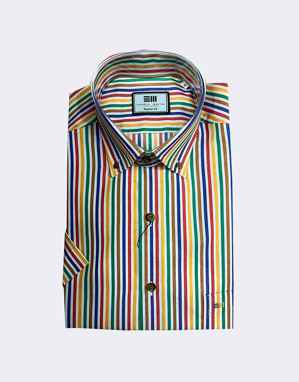 Camisa manga corta de hombre a rayas colores