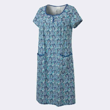 Bata vestido MANGA CORTA estampado pinceladas azul