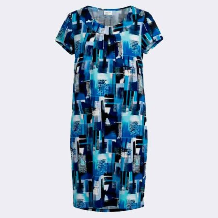 Vestido bata de mujer estampado azules vivos