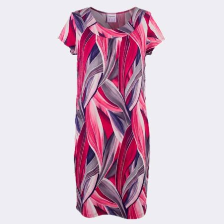 Vestido bata mujer estampado hojas rosas