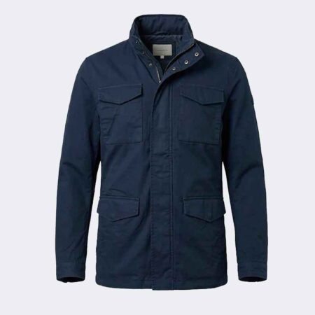 Parka hombre multibolsillo de cuello mao marino