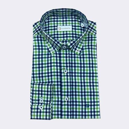 Camisa hombre VIELLA cuadros azul y pistacho