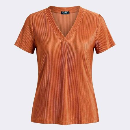 Camiseta mujer tela plisada cuello pico con pequeños puntitos