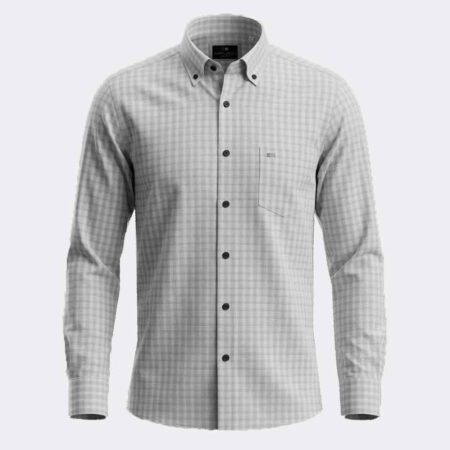 Camisa manga larga de hombre tela fina a cuadros difuminados
