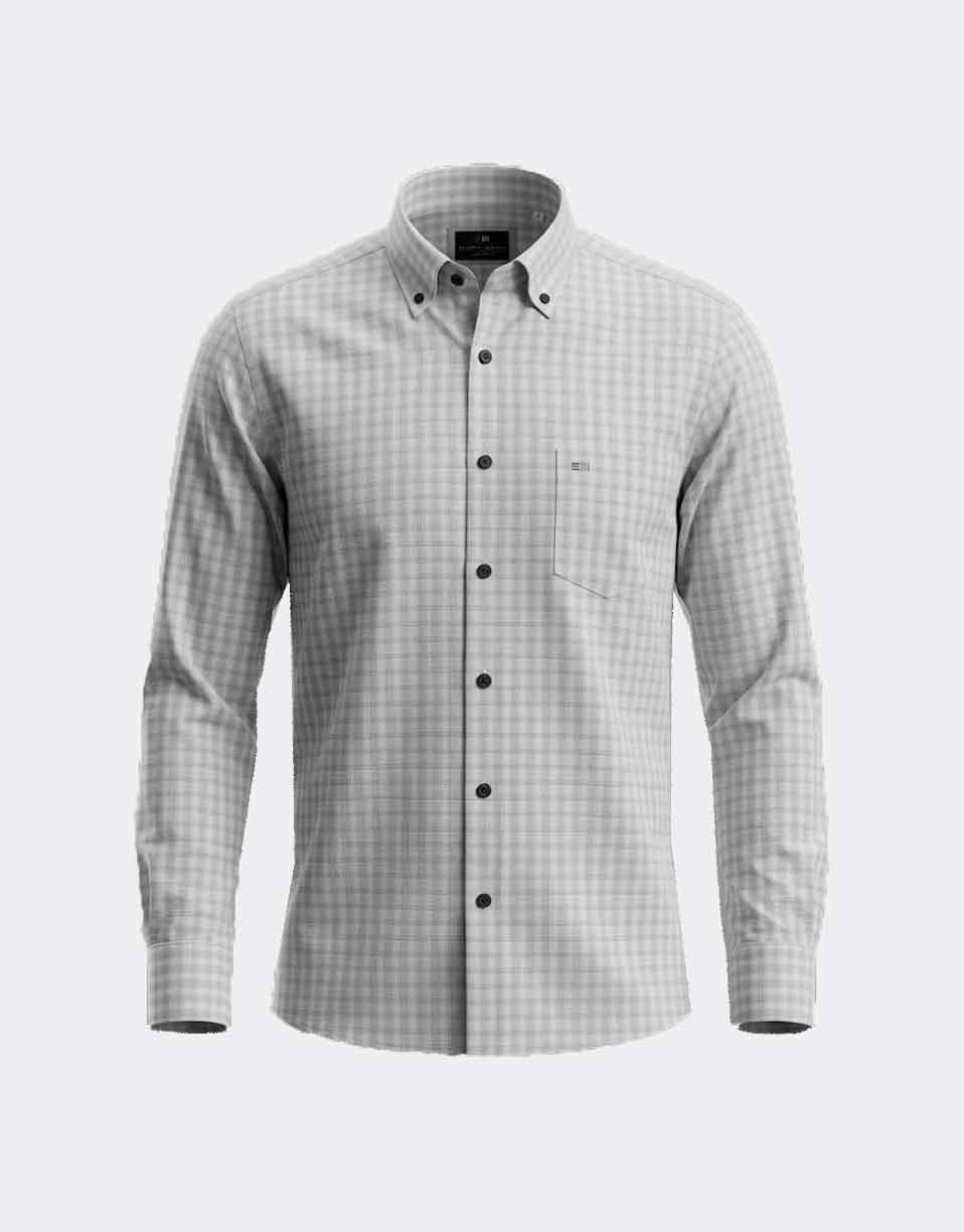 Camisa manga larga de hombre tela fina a cuadros difuminados