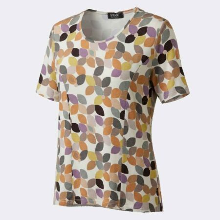 Camiseta manga corta mujer estampada hojas
