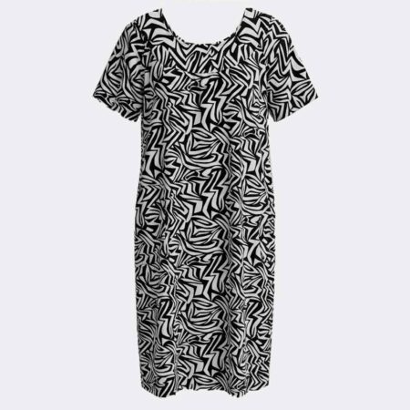 Bata vestido de mujer MANGA CORTA estampado marino y blanco