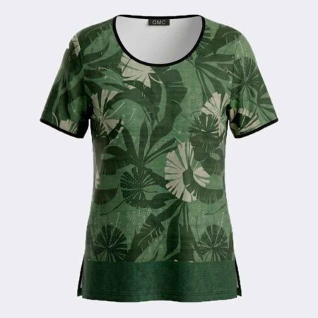 Camiseta punto cuello redondo de mujer verde