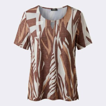 Camiseta de mujer punto cuello redondo tonos tierra