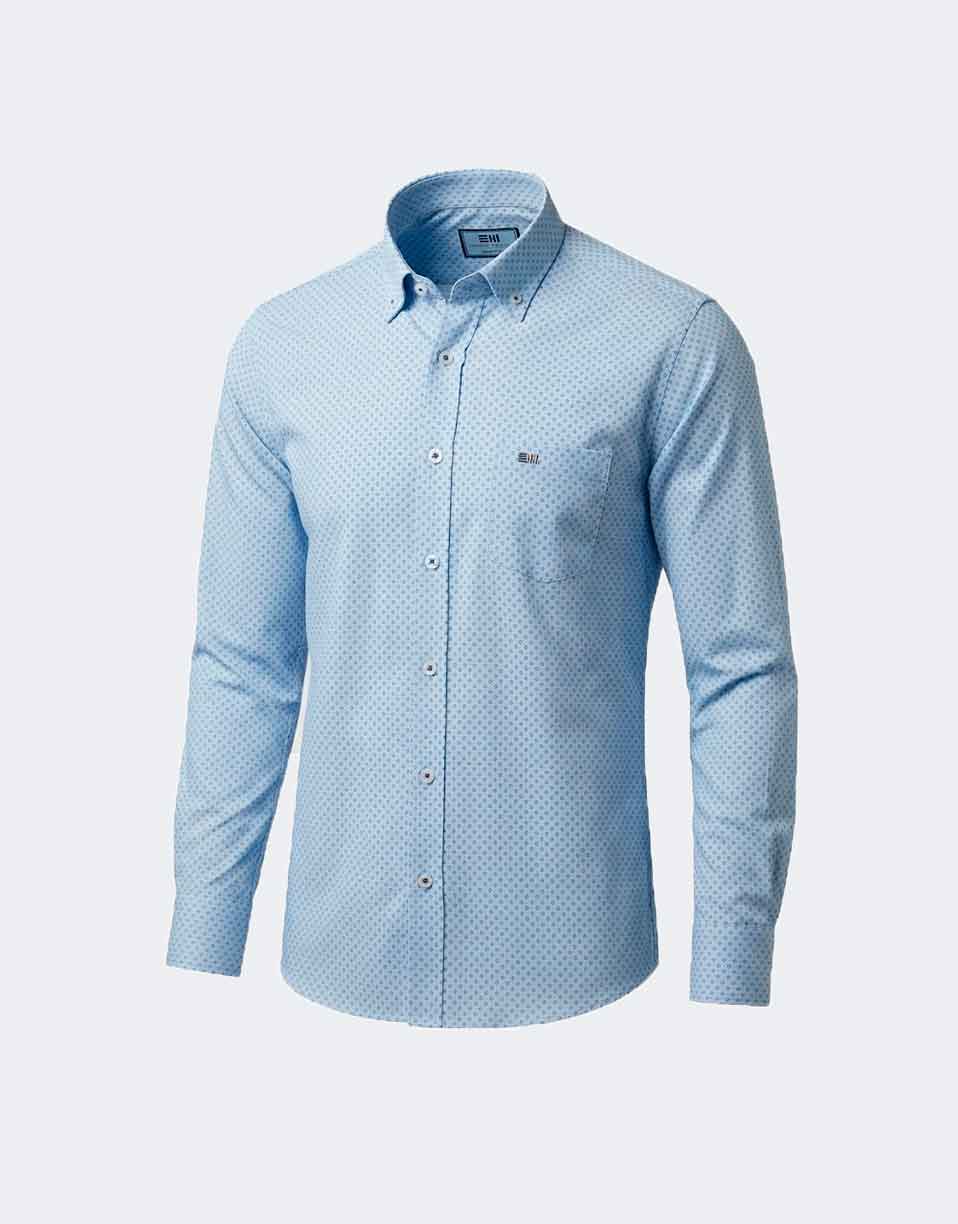 Camisa de hombre tela fina azul celeste