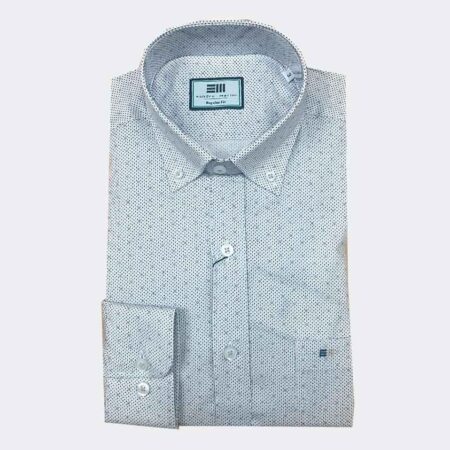 Camisa hombre tela fina manga larga con círculos