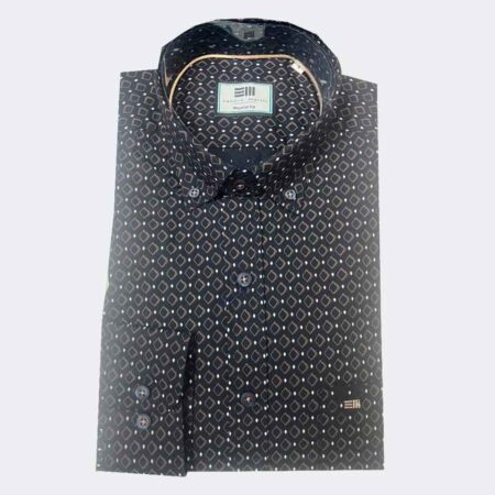 Camisa hombre tela fina manga larga muestra rombos