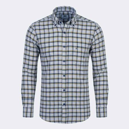 Camisa manga larga de hombre viella cuadros azul