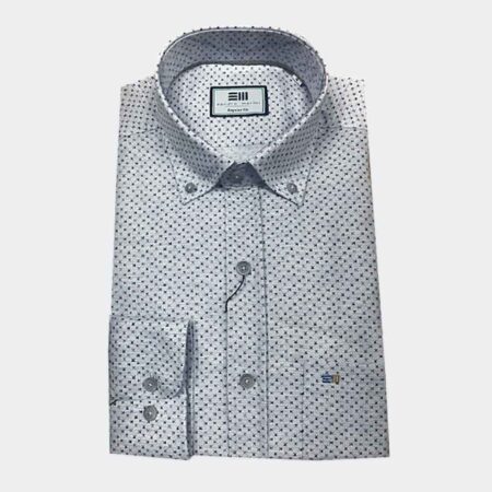 Camisa manga larga tela fina manga larga crucecita azul