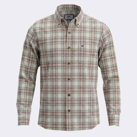 Camisa manga larga hombre cuadros anaranjados