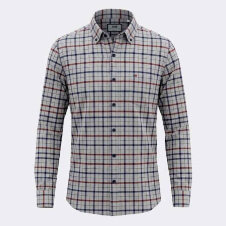 Camisa tela fina manga larga de hombre cuadros medianos