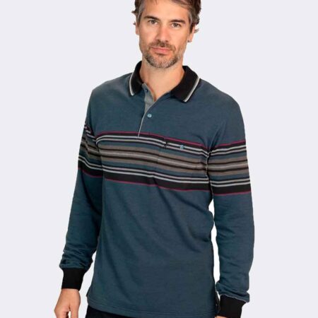 Polo punto piqué de hombre un poco felpado con bolsillos con rayas en la parte del pecho en varios colores