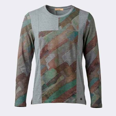 Jersey camiseta cuello redondo estampado tonos tierra