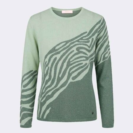 Jersey mujer punto cuello redondo estampado diagonal color verde