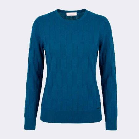 Jersey mujer punto cuello redondo con relieve color azul