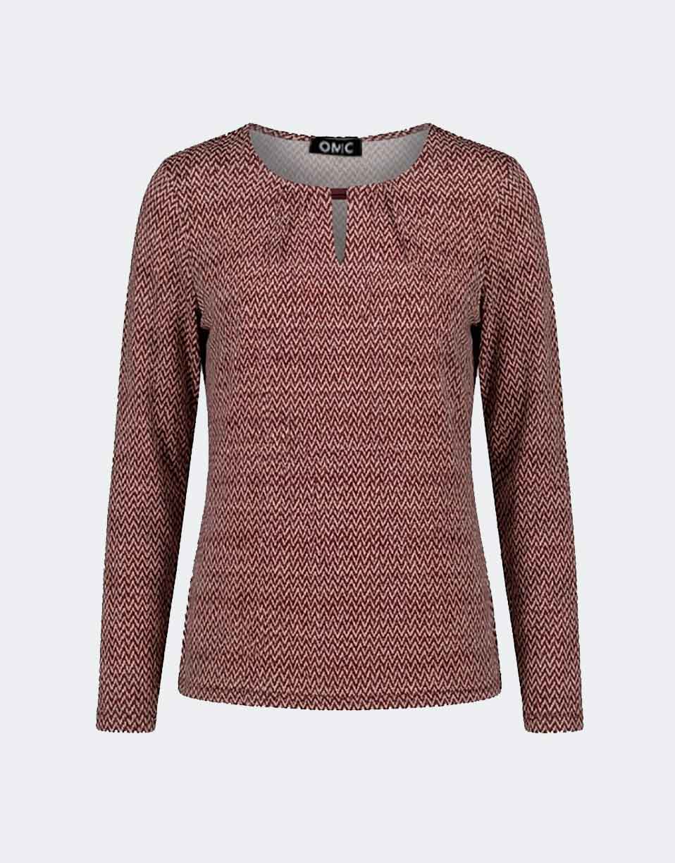 Camiseta mujer punto manga larga granate