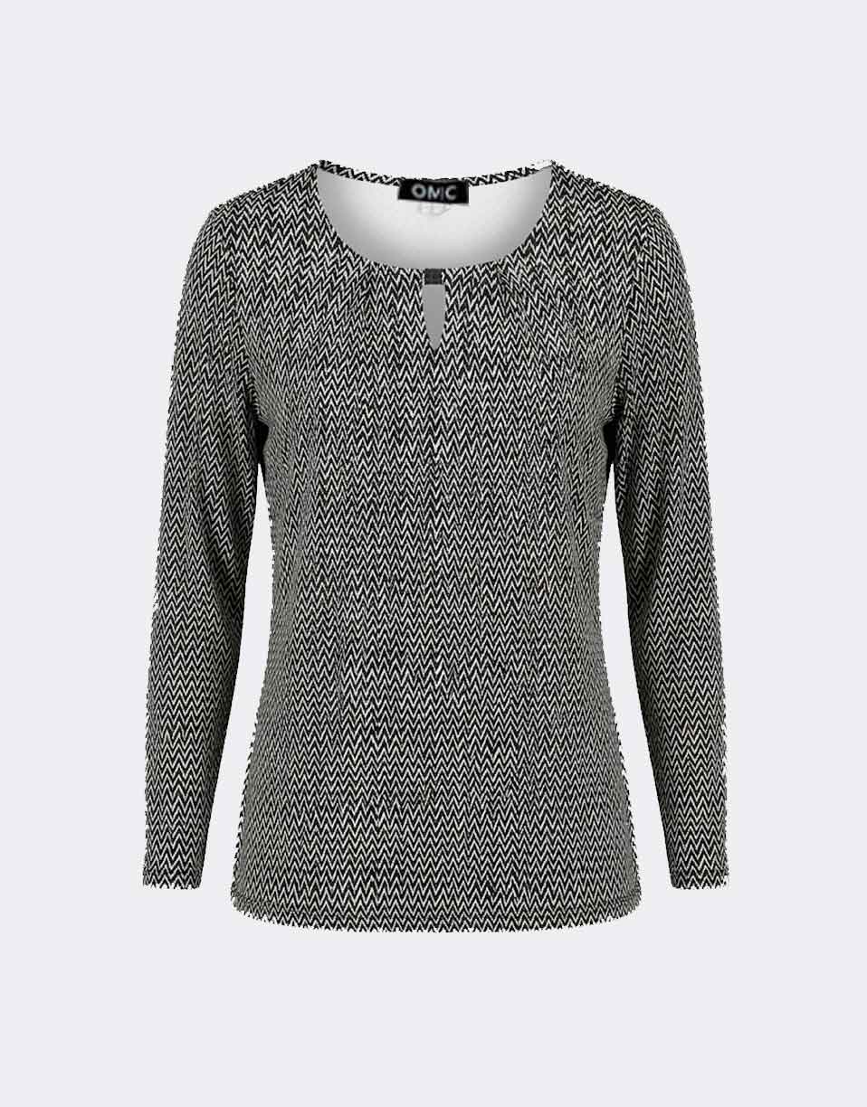 Camiseta mujer punto manga larga negro