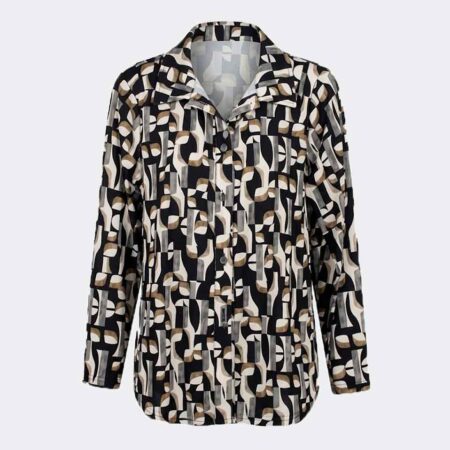 Blusa mujer punto manga larga estampado geométrico