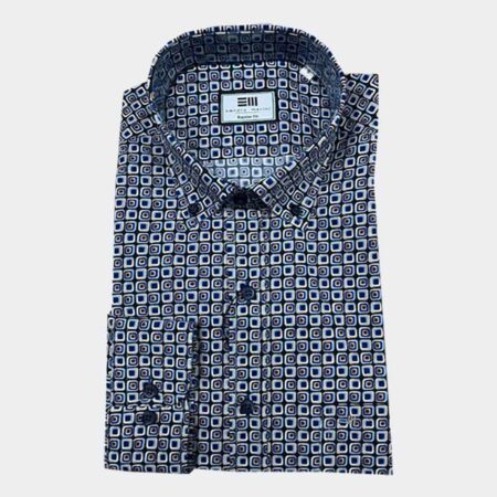 Camisa manga larga hombre tela fina estampado cuadros colores