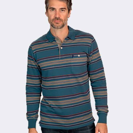 Polo hombre punto felpado franjas zig zag