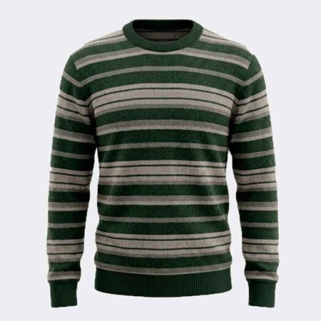 Jersey hombre cuello redondo rayas verde