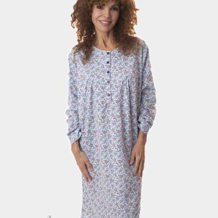 Camisón mujer punto felpado con estampado ramas